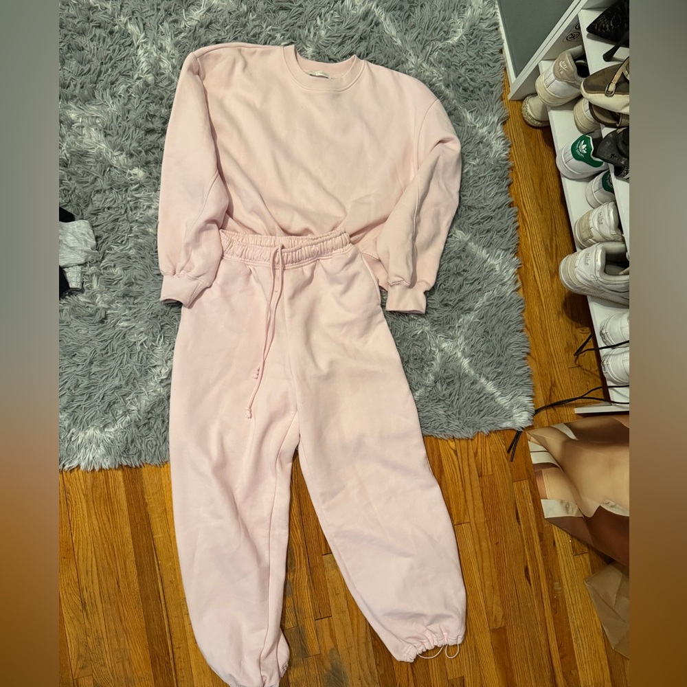 Zara co-ord baby pink Sweatpants Set